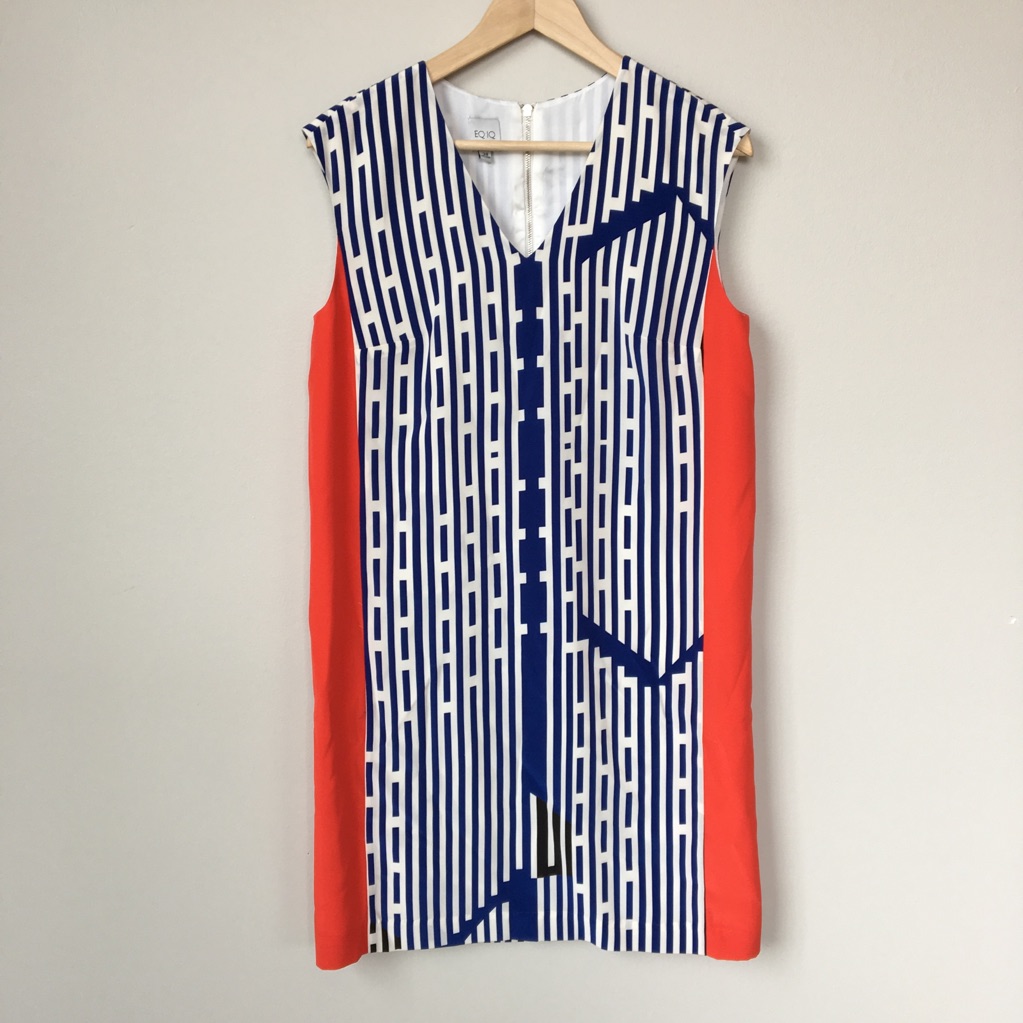 Eq:Iq Designer Color Block Shift Dress Nwot
